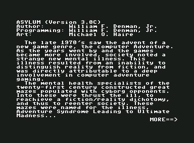 Asylum - C64 Game